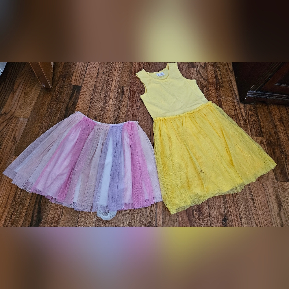 Bundle Of Hanna Anderson Dress & H&M Tulle Skirt  Size 6-8